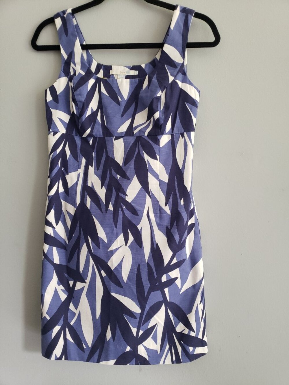 Boden Tropical Savannah Leaf Print Cotton Empire Waist Mini Shift Sundress